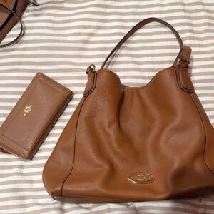 Coach Tan Leather Hobo Bag with matching wallet